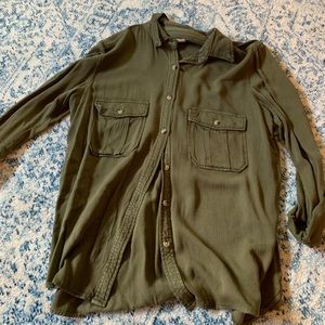 Harper army green button down